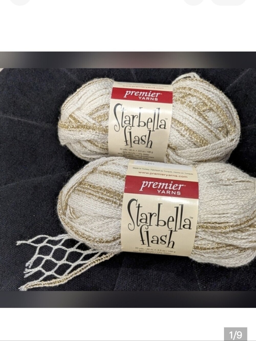 Premier Yarns Starbella Flash Yarn in Cream and Gold 2x 100g Skiens